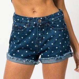 Asos liquor n poker polka dot denim shorts nwt